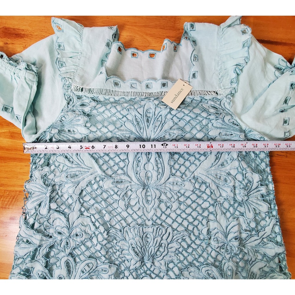 NWT Sundance Altai Gatherings Eyelet Lace Boho‎ Embroidered Cutout Blue Linen XL - Picture 3 of 8
